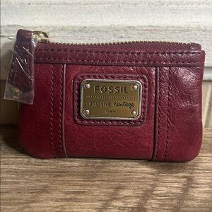 Fossil Burgundy Red Coin Bag New